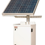 Solar panel with battery enclosure and pole mount